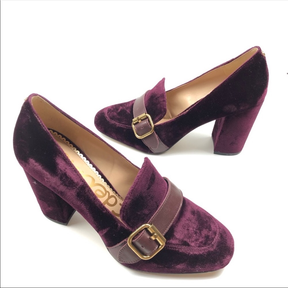 NWT Sam Edelman Wine Suede Loafer Heels SZ 6